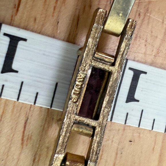 Vintage Avon Gold-Tone Hinged Bracelet With Rectangular Purple Gemstone - Picture 4 of 12